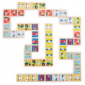 Domino, tr brikker m/ kretjer, Woet