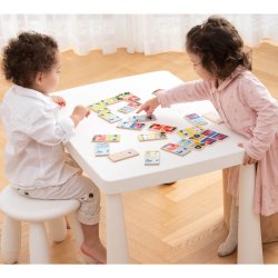 Domino, tr brikker m/ kretjer, Woet