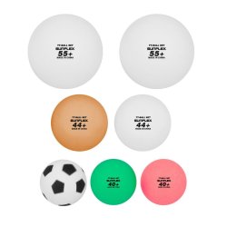 Sunflex BALL SET &#150; St med 7 bordtennisbolde i flere strrelser og farver